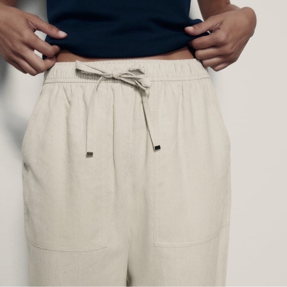 Zara Relaxed Fit Linen-Blend Pants Sz. Small - Picture 5 of 11